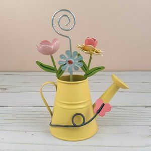 NWOT Picture Photo Holder Watering Can Flowers Butterfly Yellow